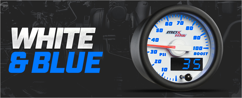 White & Blue MaxTow Double Vision Gauge Series
