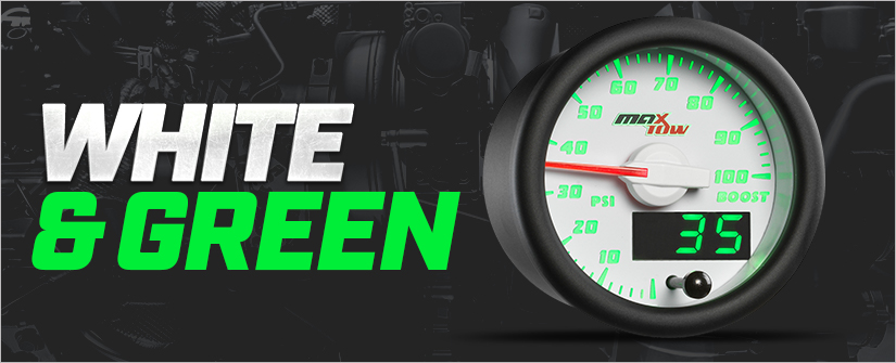 White & Green MaxTow Double Vision Gauge Series