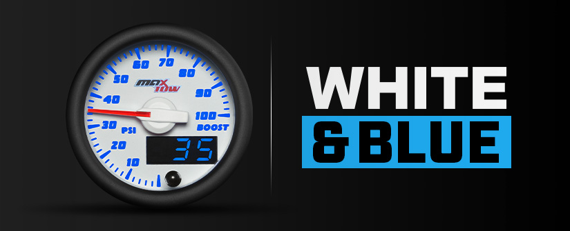 White & Blue MaxTow Double Vision Gauge Series