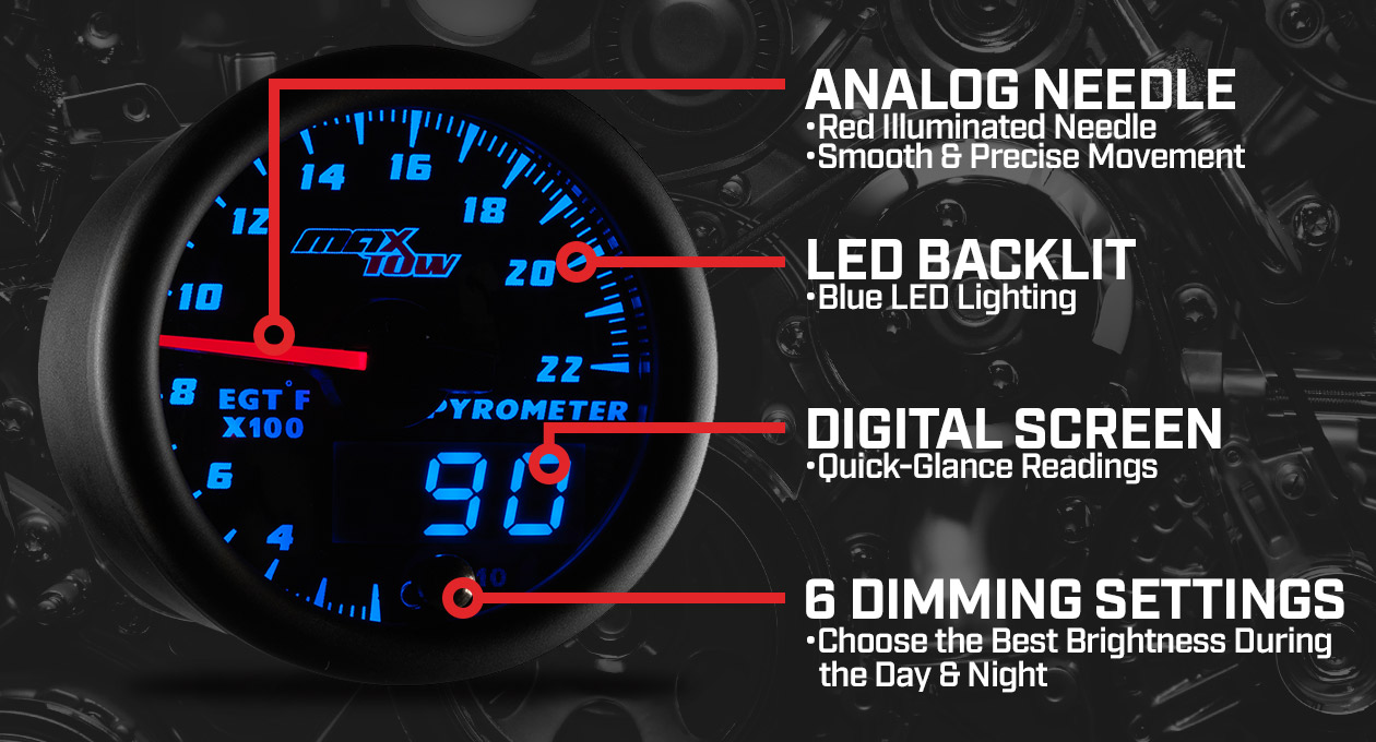 MaxTow Black & Blue Double Vision Gauges