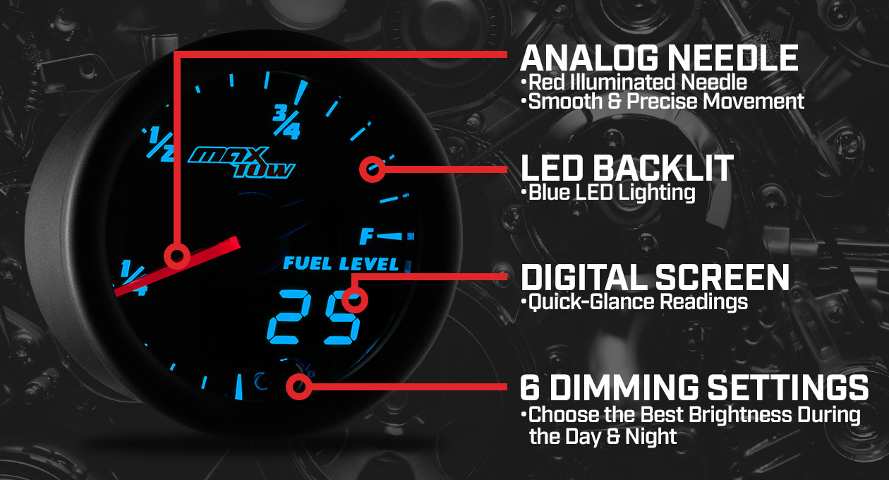 MaxTow Black & Blue Double Vision Gauges