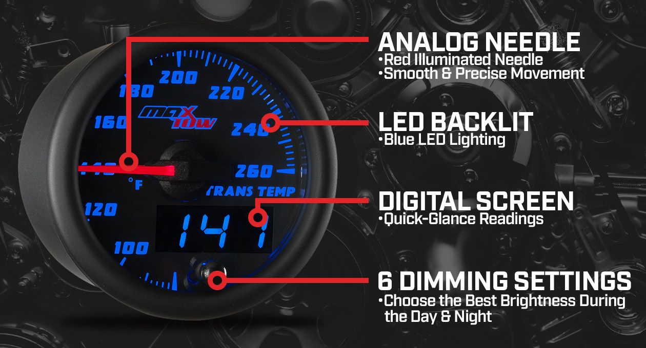 MaxTow Black & Blue Double Vision Gauges