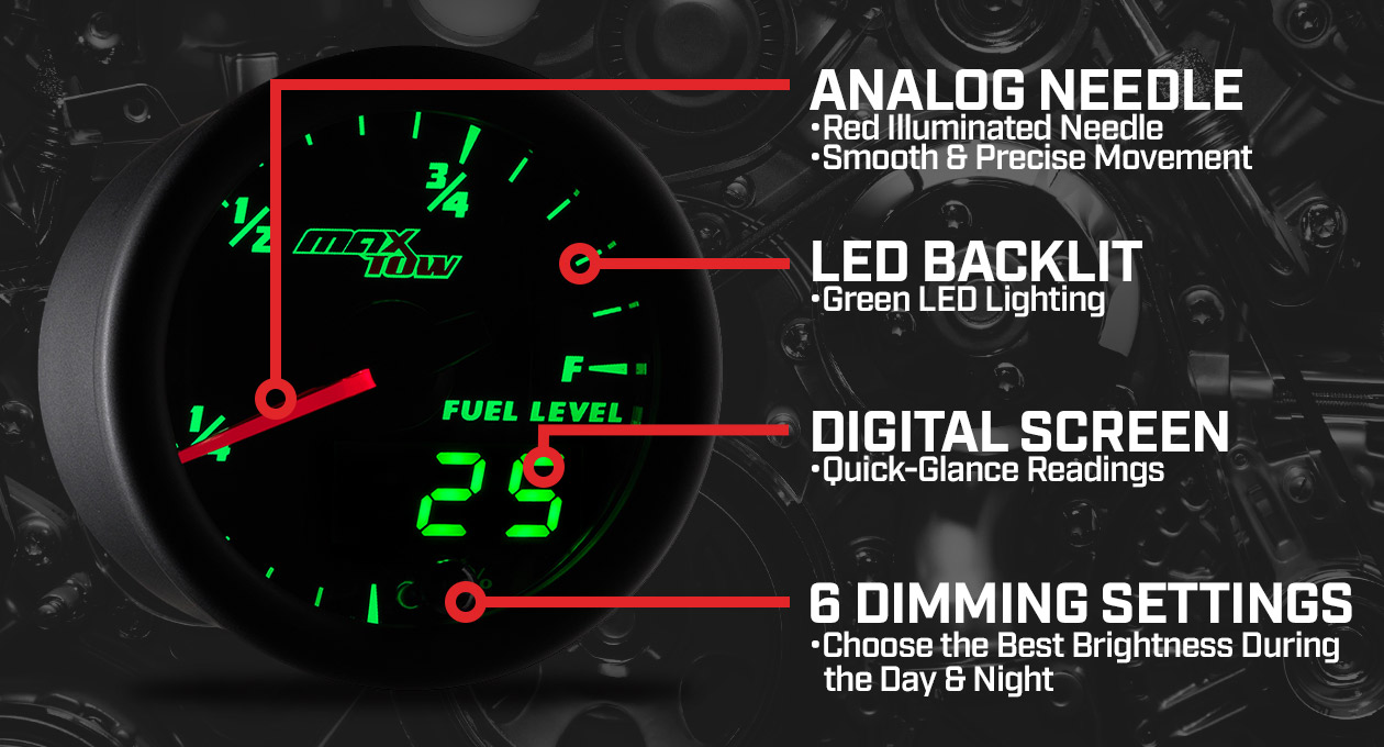 MaxTow Black & Green Double Vision Gauges