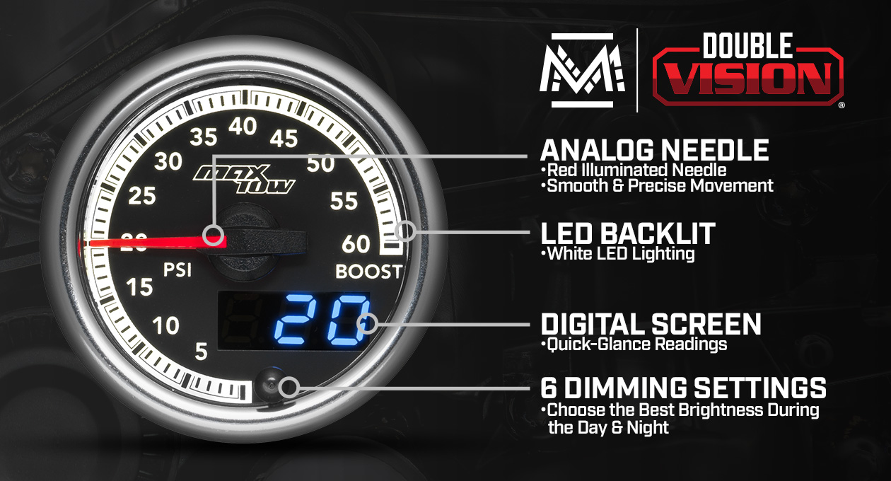 MaxTow Match 4th Gen Cummins Diesel Boost Gauge