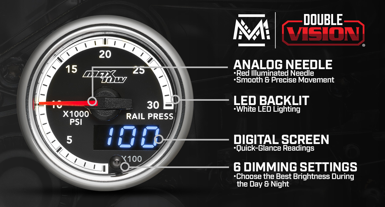 MaxTow Match 4th Gen Cummins Fuel Rail Pressure Gauge