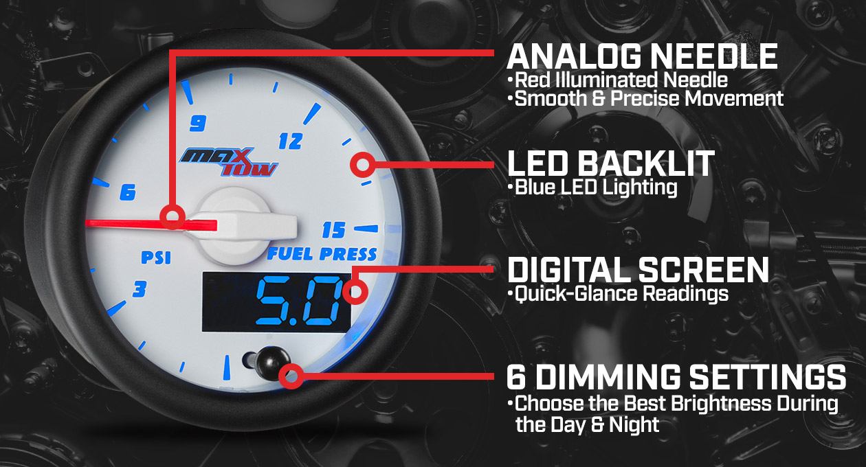 MaxTow White & Blue Double Vision Gauges