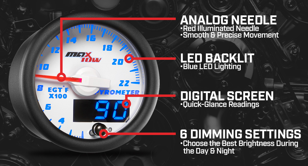 MaxTow White & Blue Double Vision Gauges