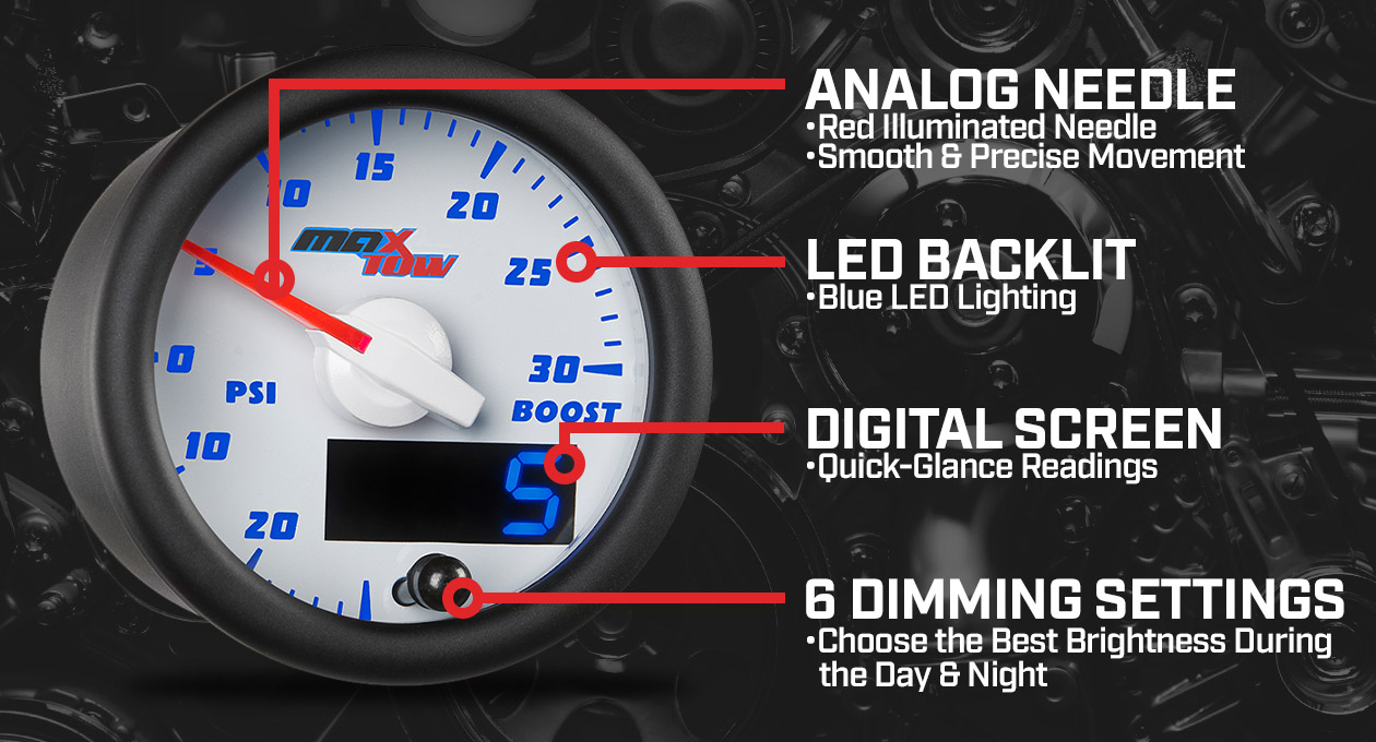 MaxTow White & Blue Double Vision Gauges