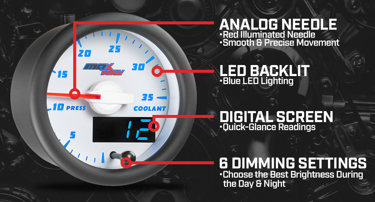 MaxTow White & Blue Double Vision Gauges