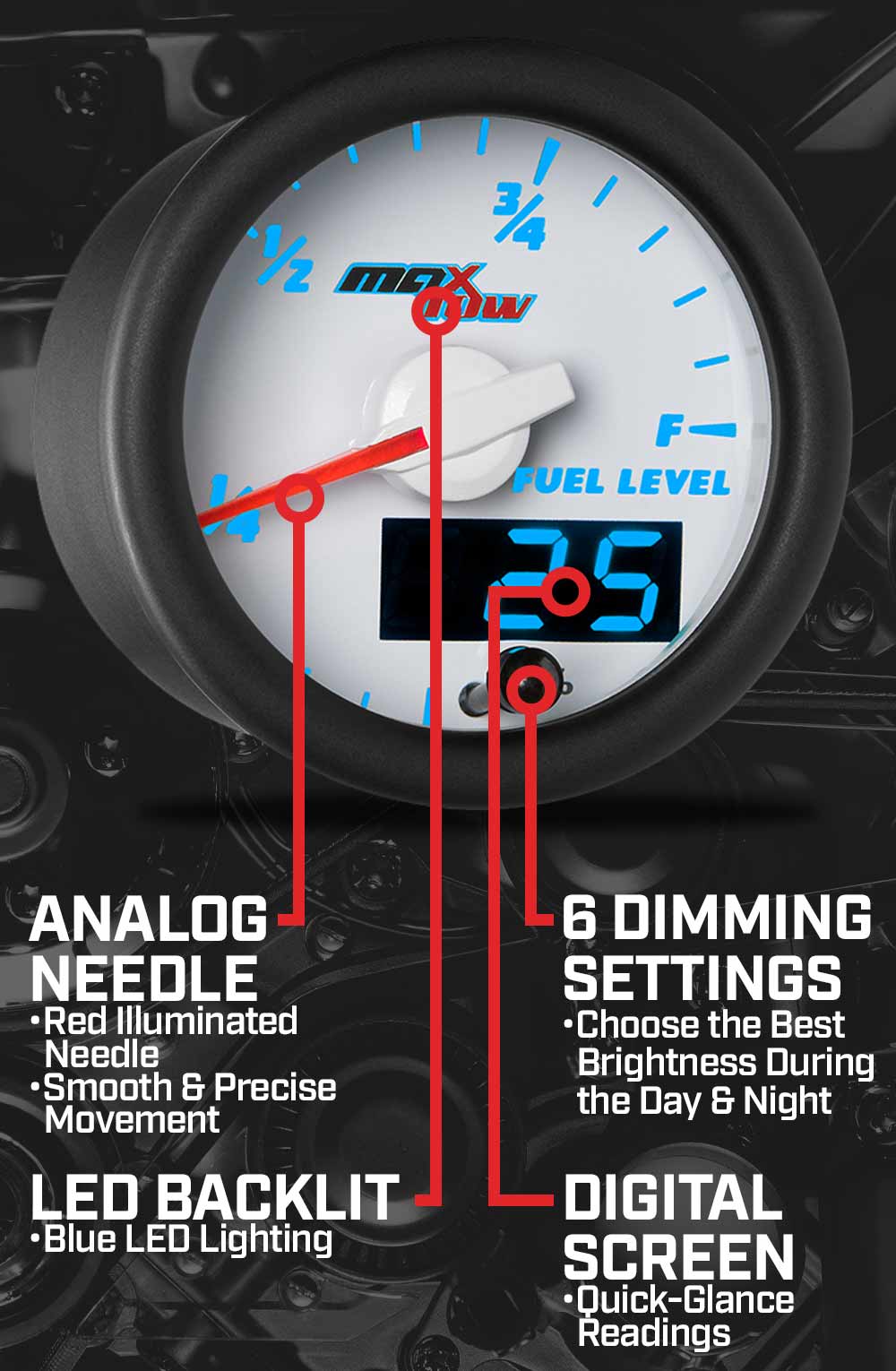 MaxTow White & Blue Double Vision Gauges