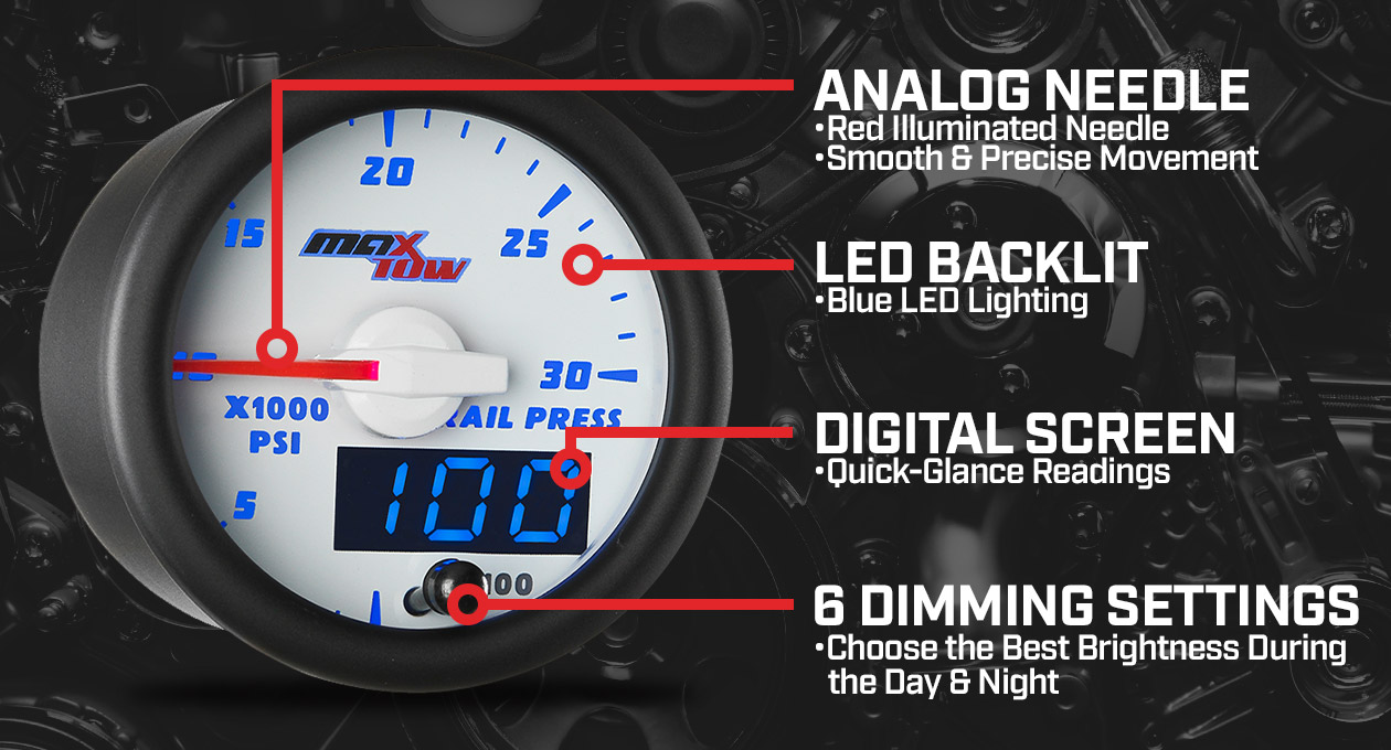 MaxTow White & Blue Double Vision Gauges