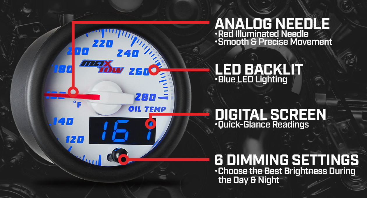 MaxTow White & Blue Double Vision Gauges