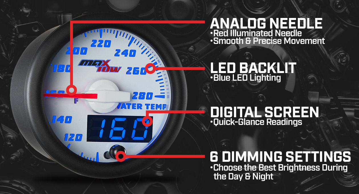 MaxTow White & Blue Double Vision Gauges