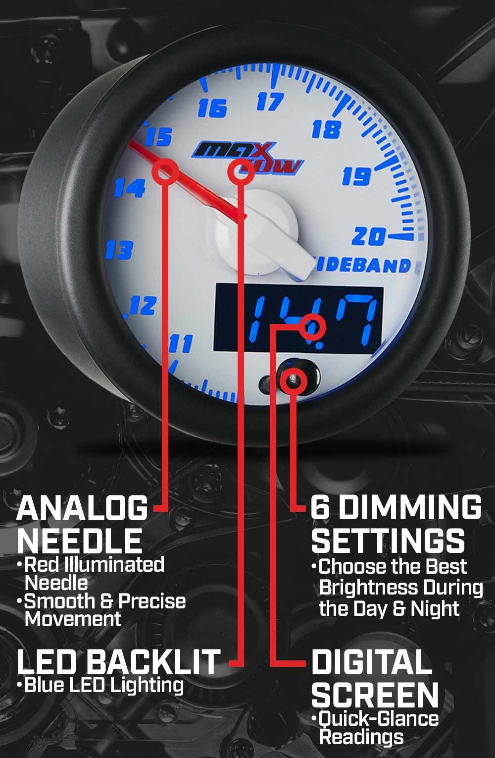 MaxTow White & Blue Double Vision Gauges