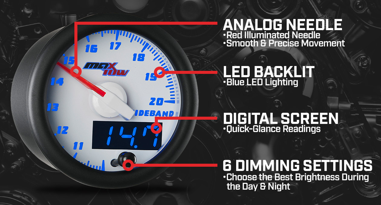 MaxTow White & Blue Double Vision Gauges