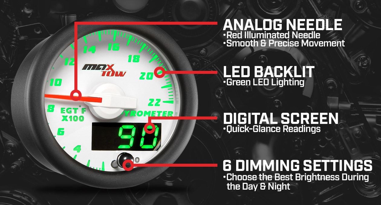 MaxTow White & Green Double Vision Gauges