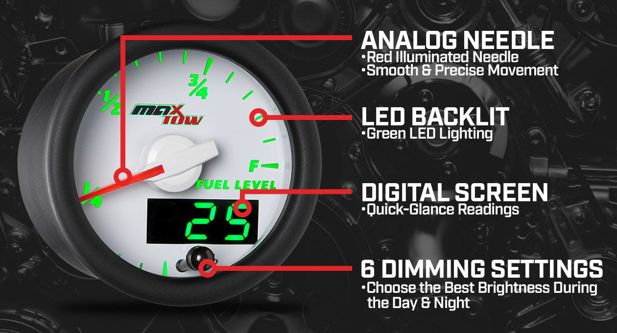 MaxTow White & Green Double Vision Gauges