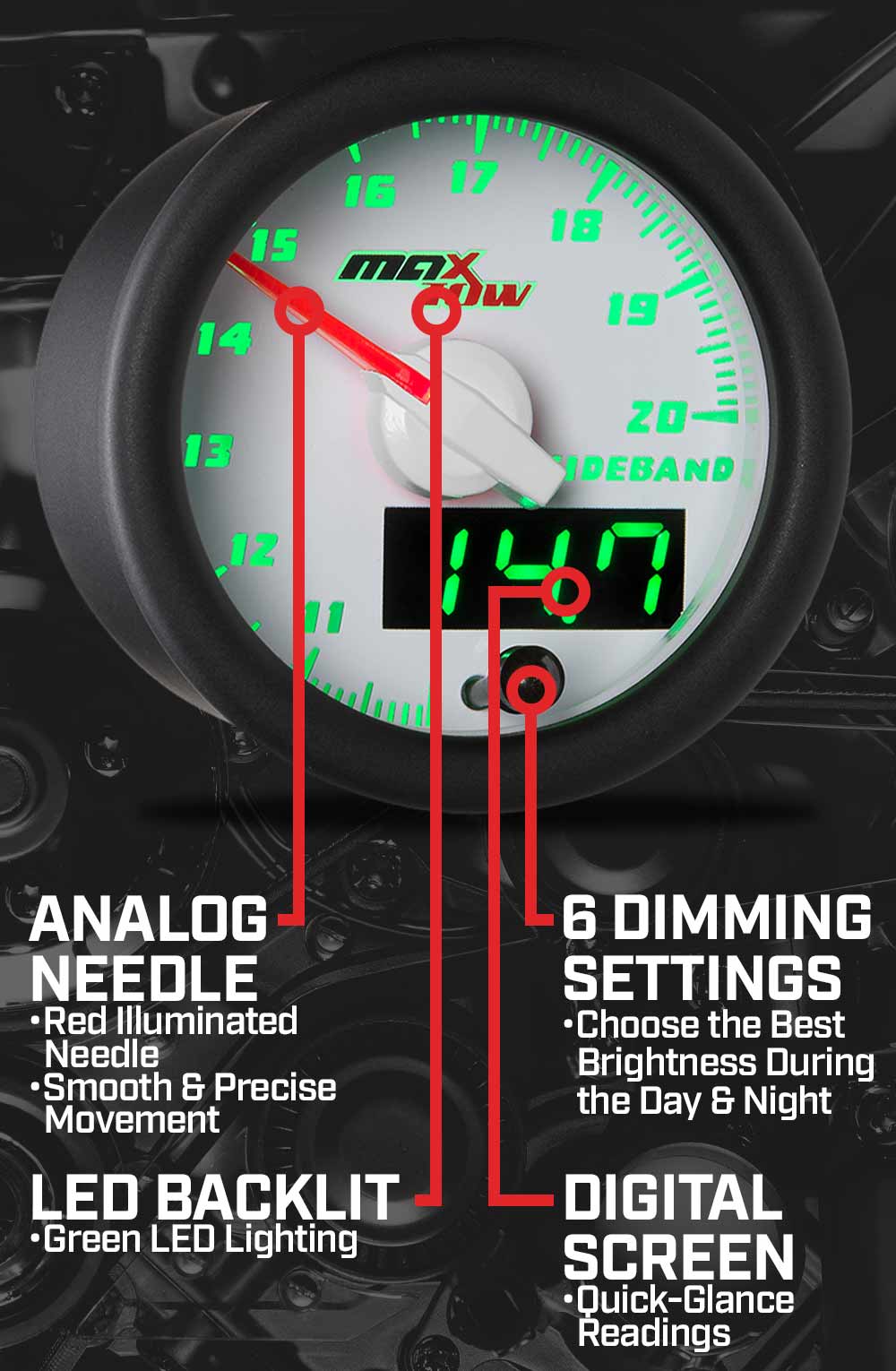 MaxTow White & Green Double Vision Gauges