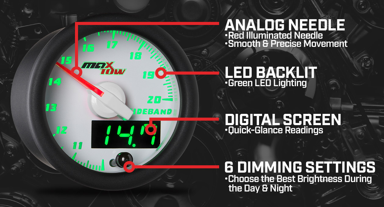 MaxTow White & Green Double Vision Gauges